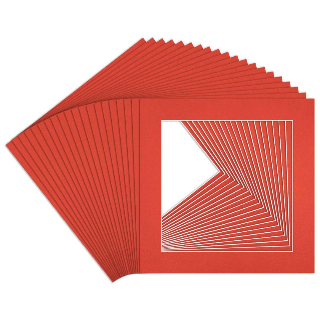 Procut Global 8x8" Poppy Red Picture Mounts to Fit 6x6" Aperture - Precision Cut Cardboard Photo Mount - Ideal for Frames, Prints, Artwork & Certificates - Sizes & Colours Available - 20 Pack