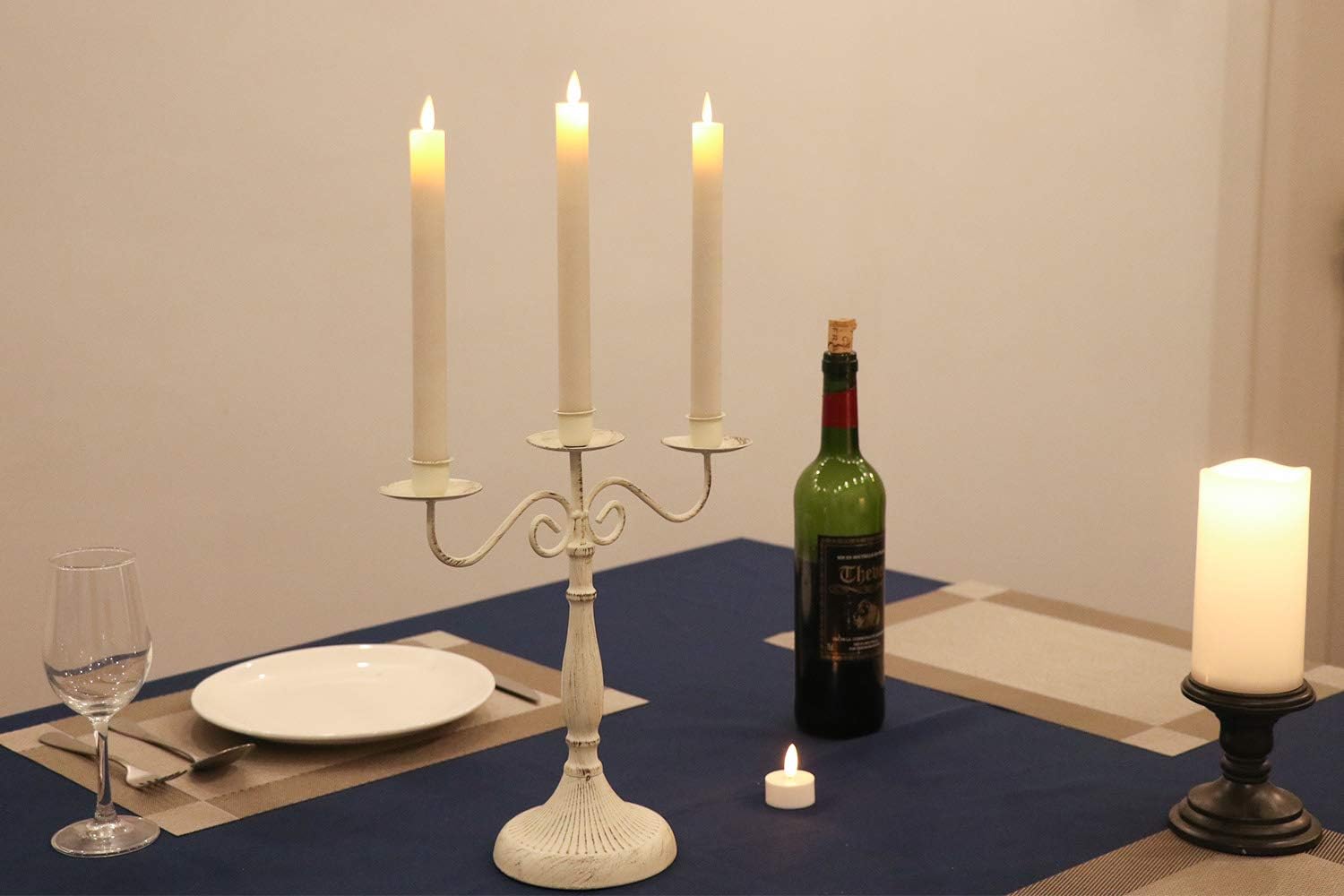 Wondise Flameless Taper Candles with Remote & Timer, Moving Wick Battery Operated 9 Inch Real Wax LED Flickering Candle for Home Decoration, Set of 2(D0.78 x H9.5 Inches)