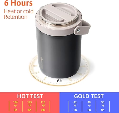 Miniatura 2 de Lonchera térmica para adultos con insertos apilable, caja Bento de acero inoxidable aislado al vacío (74 onzas gris espacial)