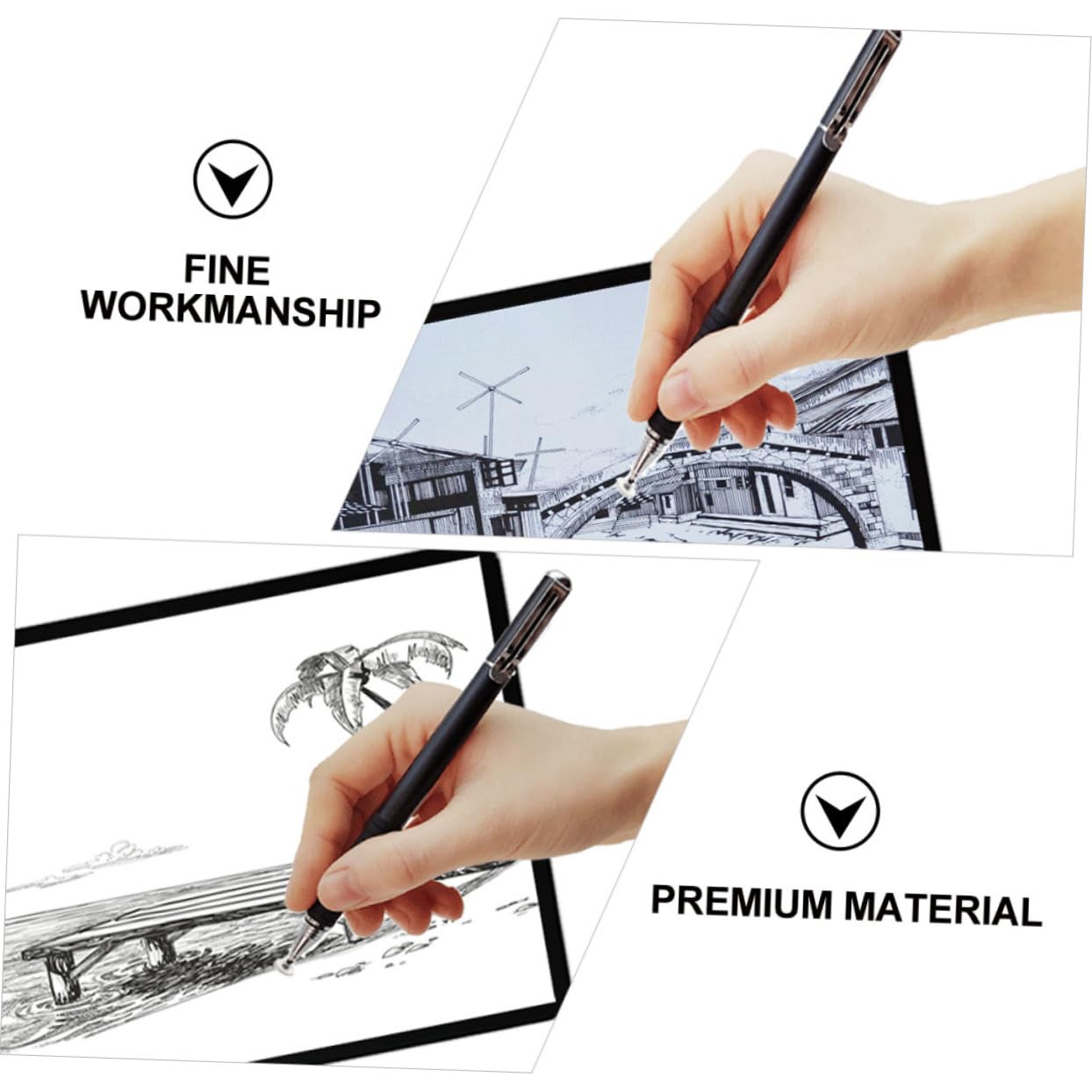 UKCOCO 2juegos Lápiz Stylus Capacitivo Multifuncional para Tablet Profundo Puntas Intercambiables Compatible Pantallas Táctiles Sin Ruido Al Escribir para Dibujo y Escritura