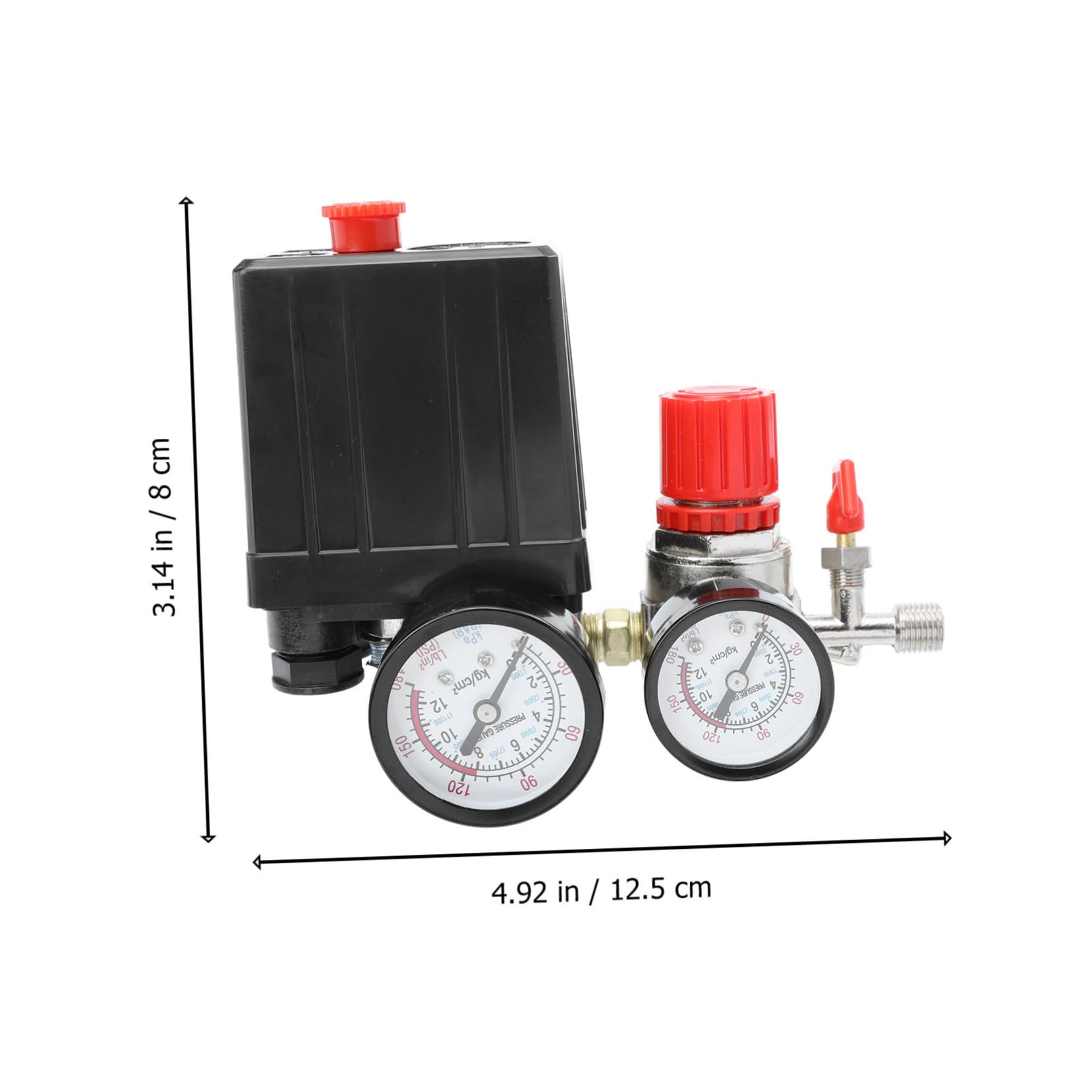 Tofficu Régulateur de Pression Contrôle Précis 0,5-0,8 Mpa, Pressostat Manomètre, 220/380 V, 1 Lot, pour Compresseur D’air à 4 Trous