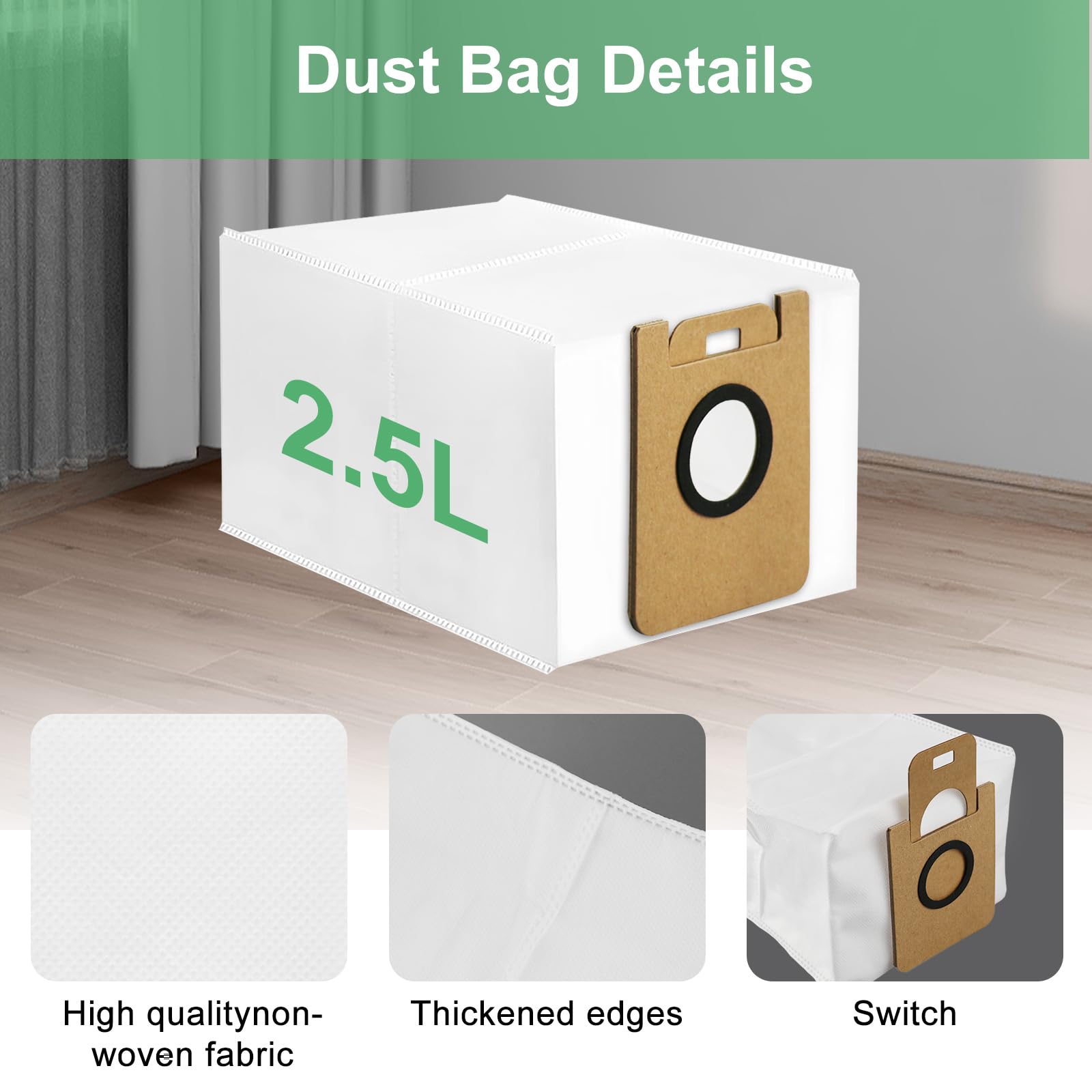 12 Sacchetti Ricambio Per Aspirapolvere Dreame - Compatibili Con D10/L10 - Foto 6