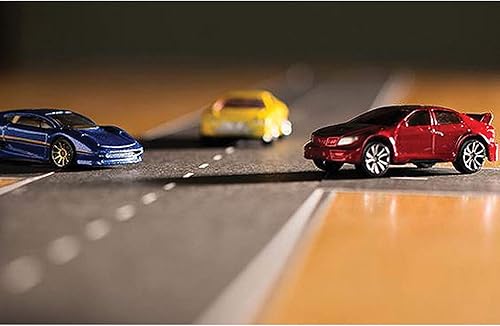 Miniatura 7 de PlayTape Cinta de carretera y curvas para autos de juguete 1 rollo de 30 pies de largo x 4 pulgadas de ancho negro carretera  1 rollo de 12 curvas