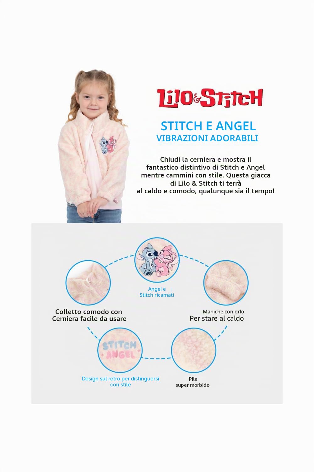 Disney Giacca In Pile | Giacca Bambina | Lilo E Stitch Felpe Ragazza | Giubbotto Invernale| Avorio 11-12 Anni