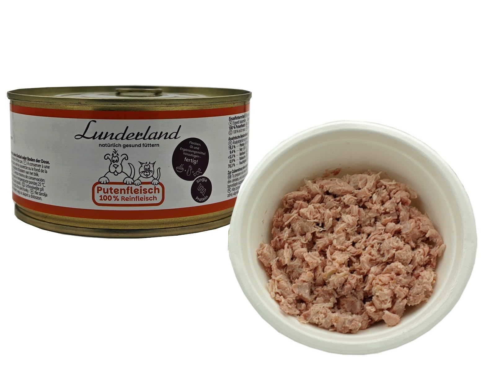 Lunderland Viande en boîte de 5 boîtes de 300 g (total 1,5 kg) - 100 % viande de dinde