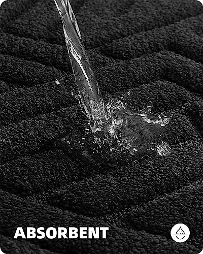 Upgraded Black Bathroom Rugs - Refresh Your Bathroom With Color G Absorbent Microfiber Bath Mat - Non Slip, Soft, Washable, Quick Dry, 20”X51” Large Bathroom Runner Rug #TOP1