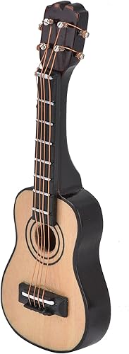 Guitarra miniatura de casa de muñecas de madera, mini instrumento musical, modelo de casa de muñecas en miniatura, decoración del hogar, guitarra en