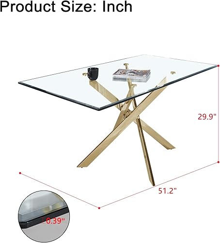 Miniatura 75 de Mesa de comedor redonda de vidrio de 36 pulgadas para 2-4 personas, patas de metal negro resistentes, mesa de cocina redonda de vidrio para