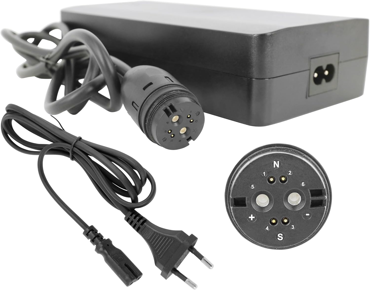 PowerSmart 42V 4A Ladegerät für 36V Akkus von Rotwild, BMZ, Impulse, Brose, mit 6-Polige Rosenberger-Anschluss