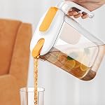 Fruit Infuser Water Pitcher | 3L/1.3Gal Fridge Door Water Jug with Handle, Plastic Pitcher with Flip Top Lid | Hot/Cold Beverage Maker for Iced Tea Lemonade Juice | High Heat Resistance (Grey)