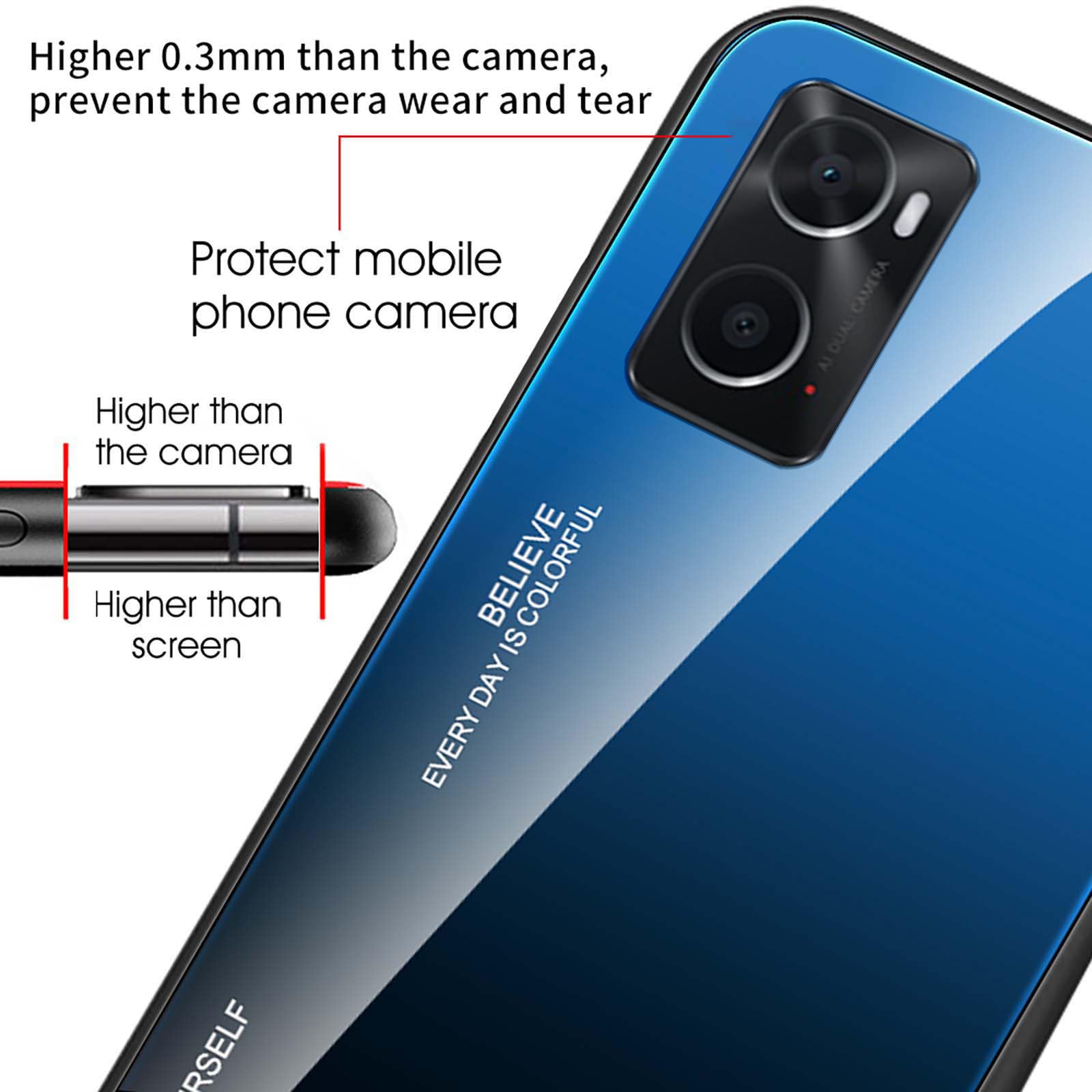 Custodia Vetro Temperato 9H Per OPPO A96 / A76 / A36 - Bordo In TPU