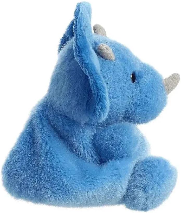 Aurora, hangtag, 33616, Palm Pals Tank Triceratops Dinosaur, 5In, Soft Toy, Blue