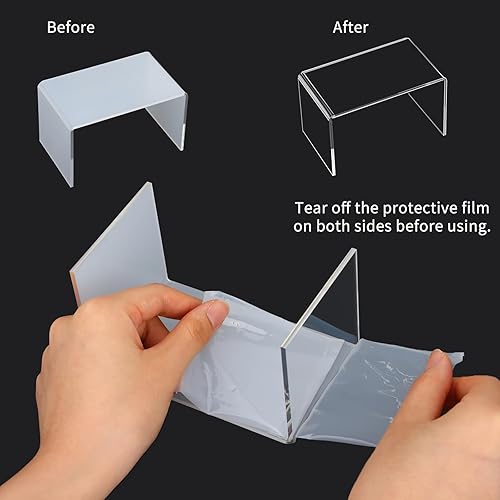 Miniatura 3 de Fixwal Juego de 2 elevadores acrílicos para exhibición, organizadores de perfumes transparentes, soportes de exhibición de acrílico para figuras de