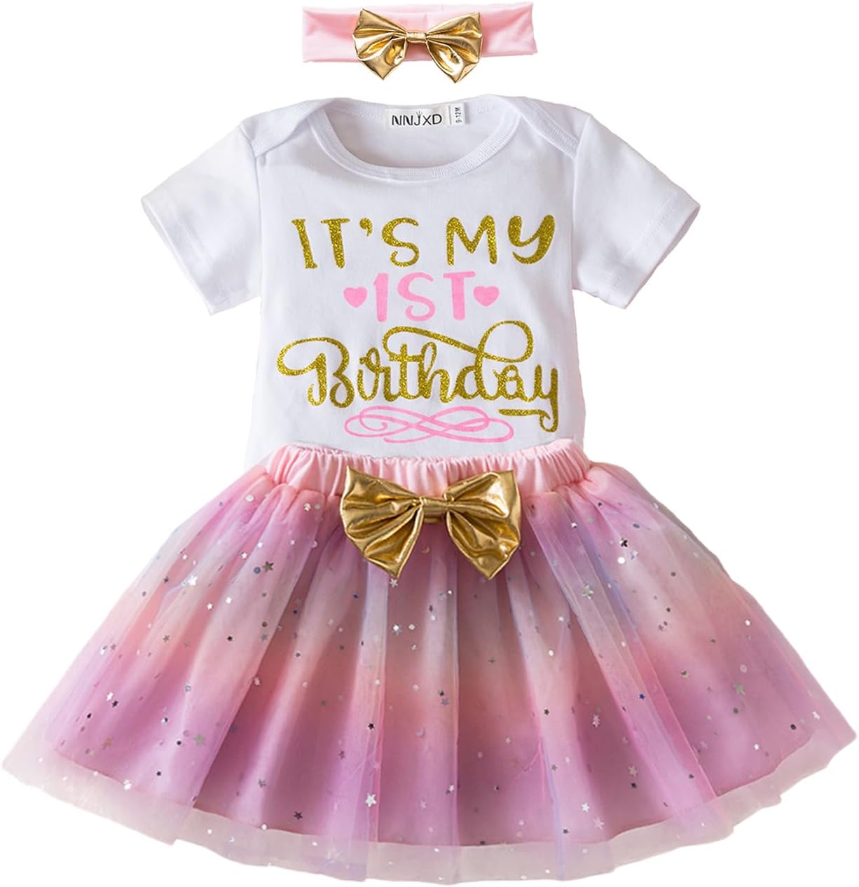NNJXD Baby Girl 1st Birthday Party Outfits Sets Tutu Tulle Toddler Girl Infant Clothing