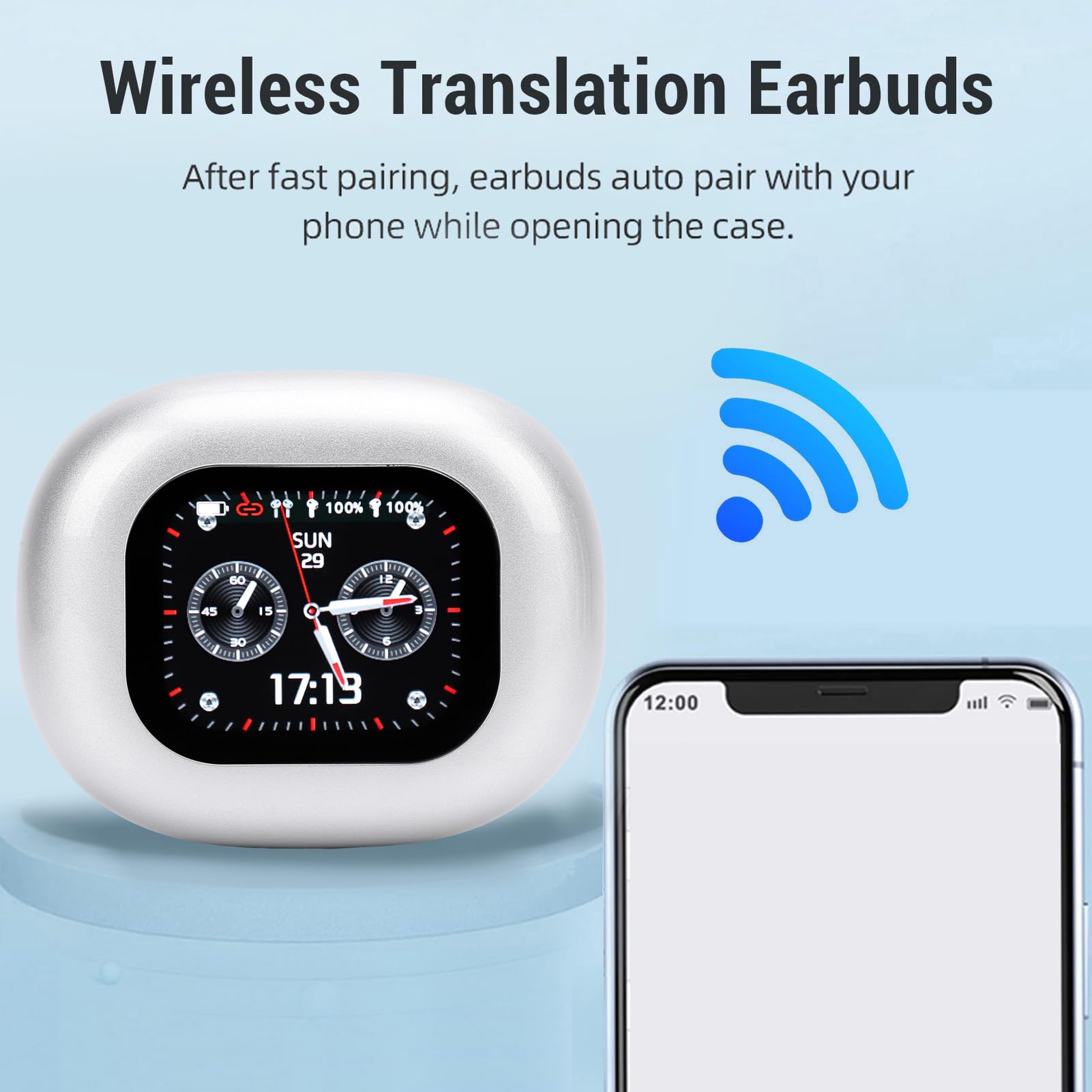 Fabater Auricolari per Traduttore Linguistico 5.4 Traduzione in Tempo Reale per Viaggiatori D'affari con APP e Touchscreen per la Comunicazione Multilingue (SILVER)
