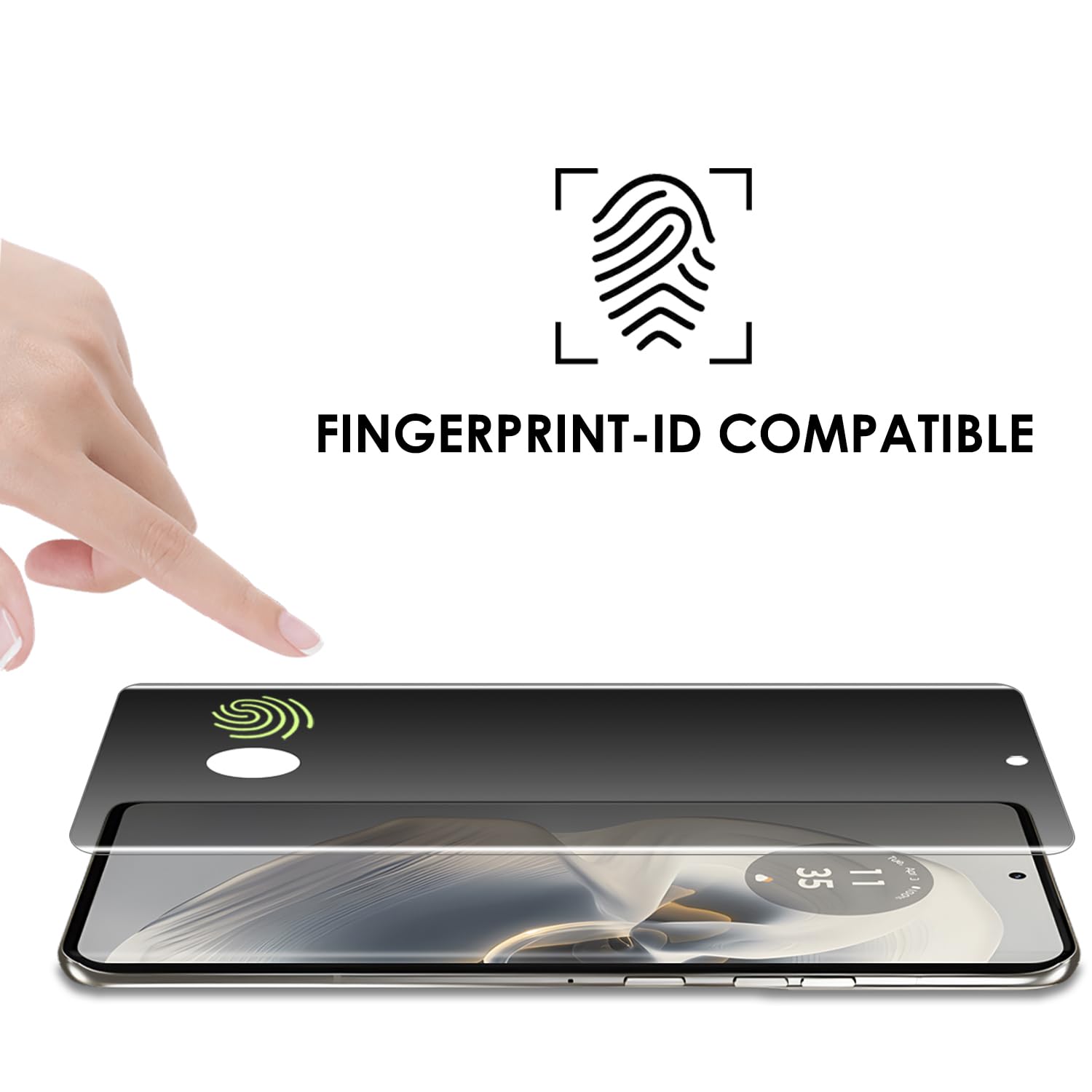 Protector de pantalla de privacidad para Motorola Edge 50 Pro [3 unidades], vidrio templado UV, antiespía, dureza 9H, resistente a los arañazos, compatible con identificación de huellas