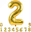 TONIFUL 40 Inch Gold Large Numbers Balloon 0-9 Foil Mylar Big Number Balloon Digital 2 for 2026 Graduation New Year Eve Birthday Party,Wedding, Bridal Shower Engagement Photo Shoot, Anniversary