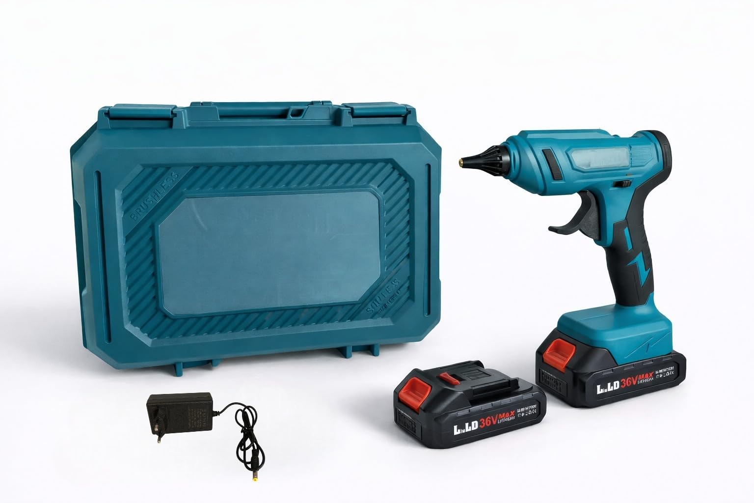 Pistola Colla a Caldo a Batteria 36V 2000W Termocollante Ricaricabile Riscaldamento Rapido con Doppia Batteria Stick 11mm per Fai da Te e Riparazioni