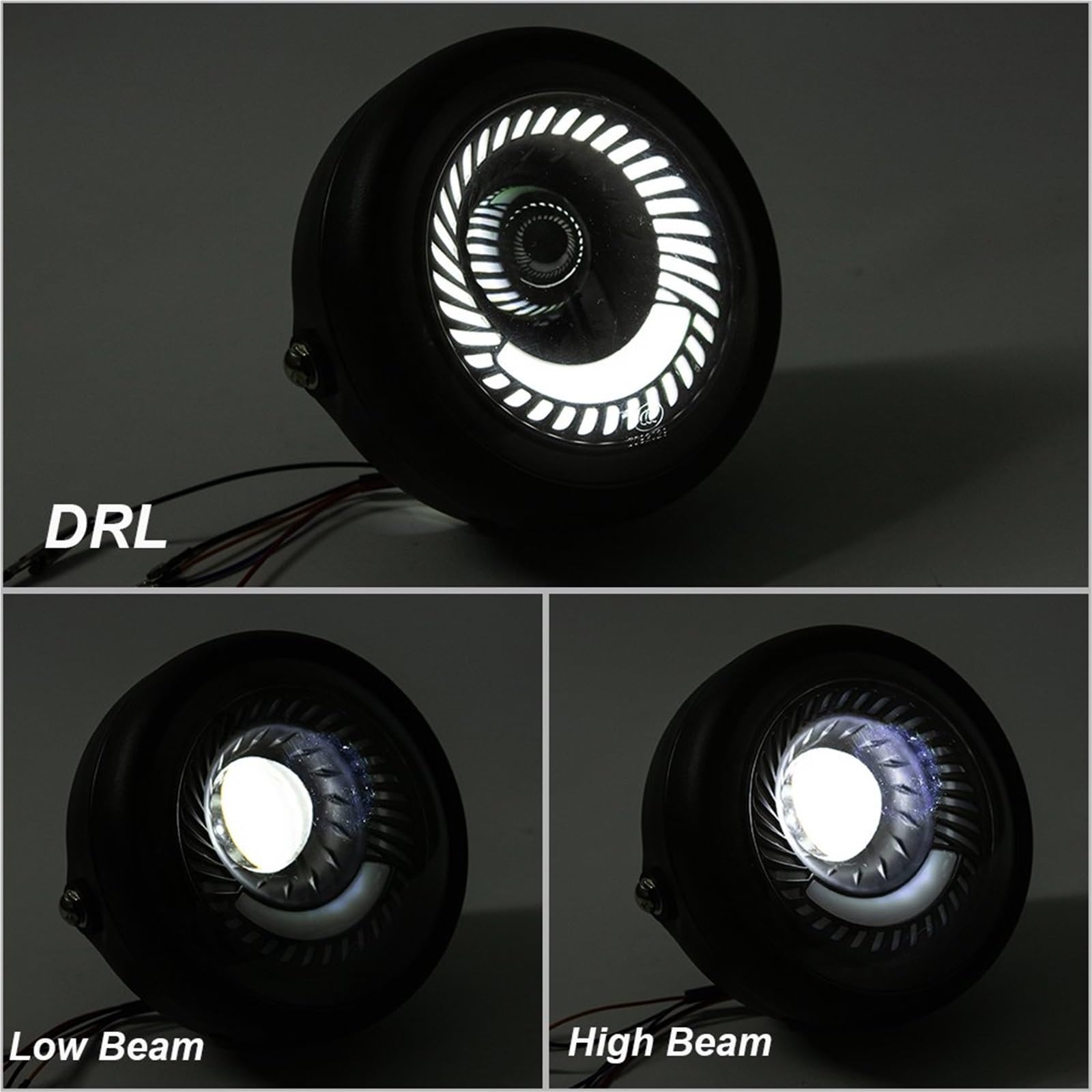 Faro Moto Lampada Frontale DRL Hi&Lo Beam Moto LED Fendinebbia | Lampada frontale universale per moto Hi&Lo Beam DRL Faro vintage retrò per Bobber Chopper per Cruiser