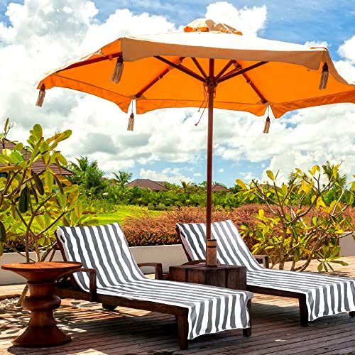 2 Packs Pool Beach Lounge Chair Towel Covers 30 X 85 Inch Microfiber Chaise Chair Towel Cover Portable Stripe Chair Cushion For Summer Lounger Sunbathing Hotel Outdoor (Gray) #TOP5
