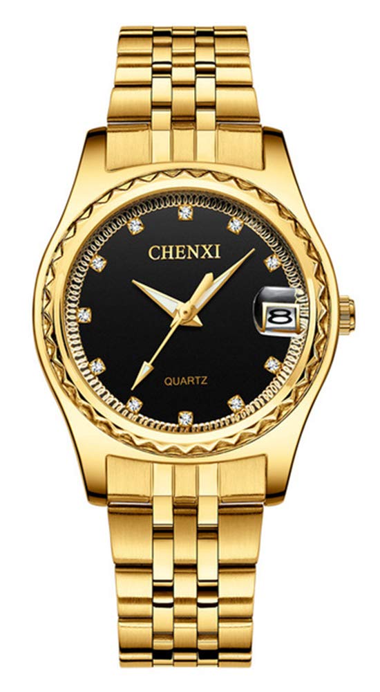 Reloj de Pulsera para Pareja, Reloj de Pulsera Dorado, para Hombres y Mujeres, Acero Inoxidable, Resistente al Agua, Reloj de Cuarzo, Set de Regalo