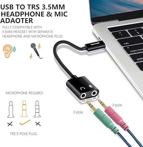 Miniatura 4 de ENVEL Tarjeta de sonido USB+auriculares para juegos con micrófono para PC, PS4, PS5, Nintendo Switch, Xbox One X S