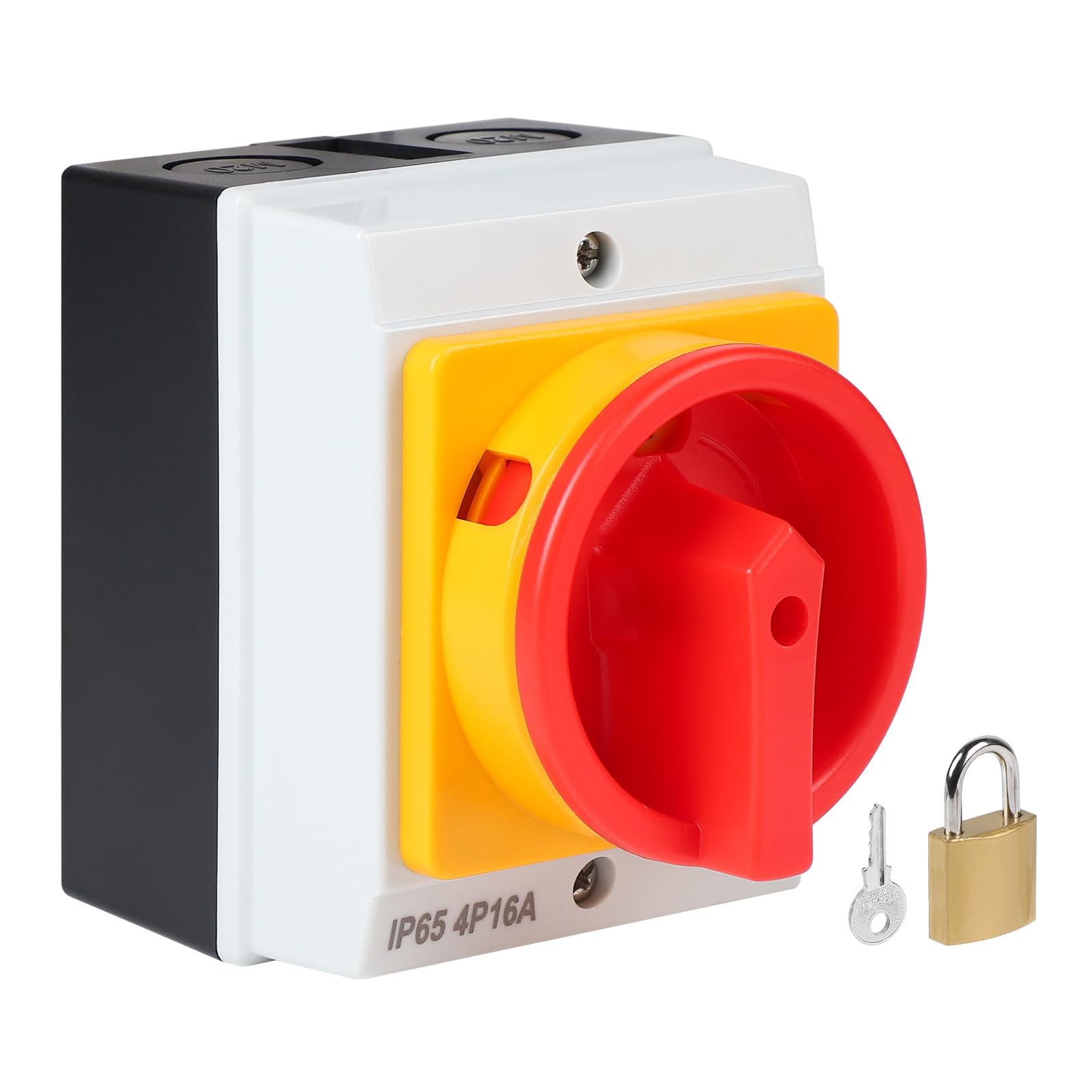 SWAWIS 16A Interrupteur Principal Rotatif 4 Pôles, IP65, avec Boîtier, Contacts en Argent Pur, Main Switch pour Connecter Interrupteurs et Séparer Petits Circuits