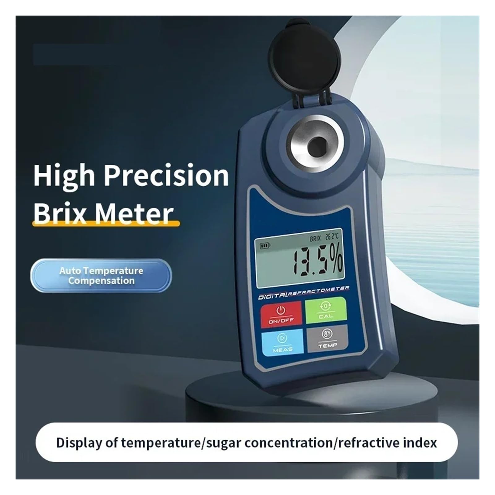 Refractómetro digital Brix Meter, probador de contenido de azúcar for jugos de frutas y bebidas, instrumento de medición preciso Respuesta Rápida
