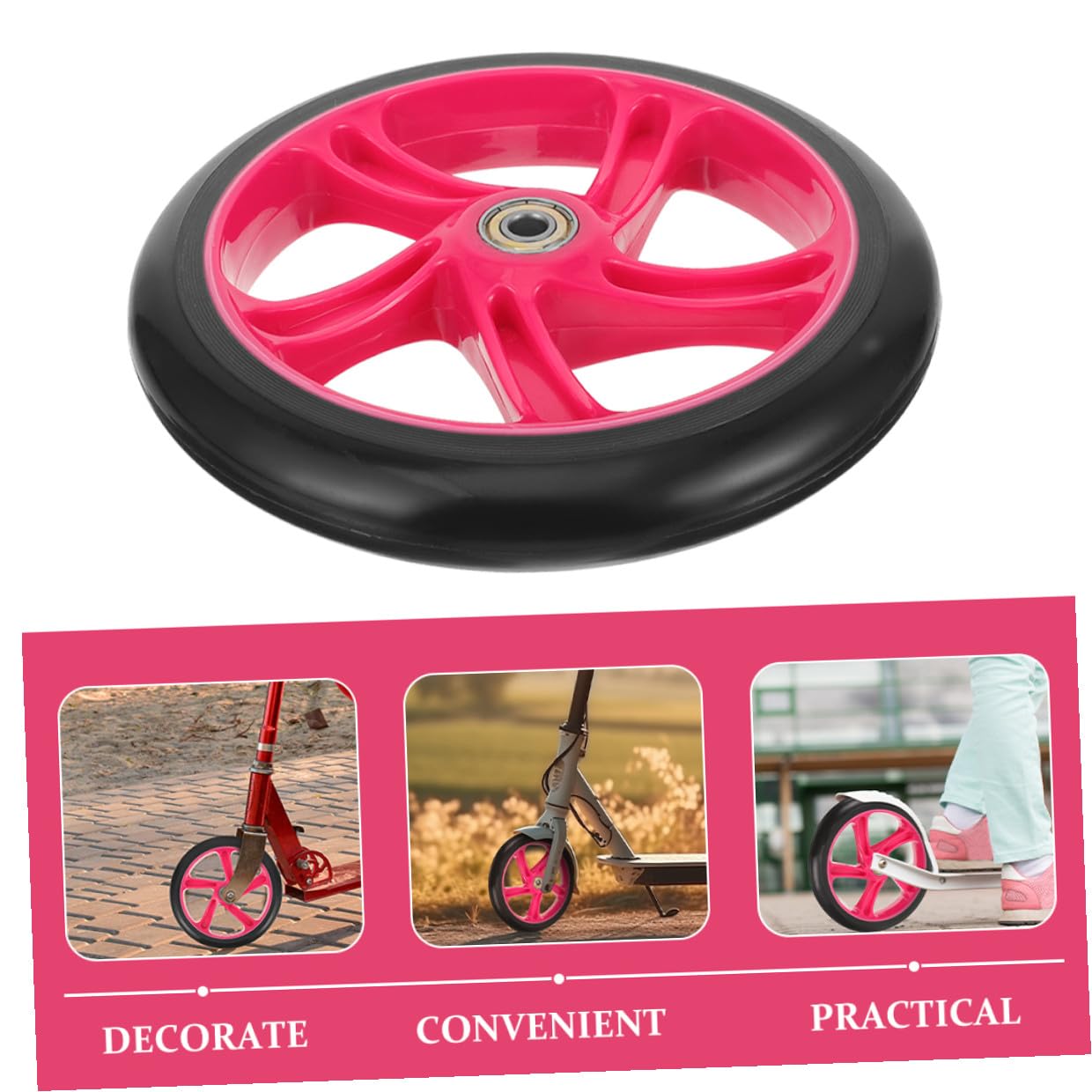 Ruote di Ricambio in Pu Rosso per Monopattino Elettrico 1 Paio | Alta Elasticità e Resistenza, Adatte a Sport e Stunt Scooter, Design Cuscinetto e Durezza Elevata