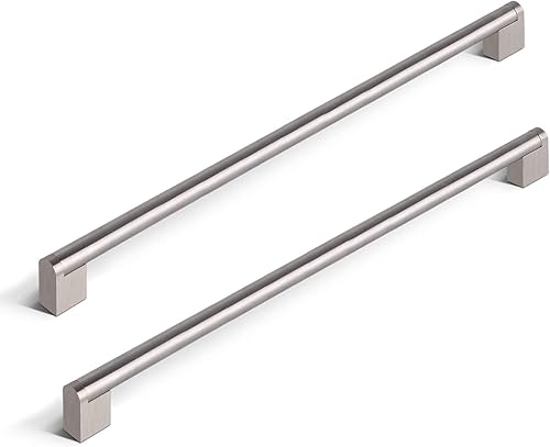 Knobonly Paquete de 30 manijas para gabinete de 12-35 pulgadas entre los agujeros, tiradores de níquel cepillado para gabinetes de cocina, manijas