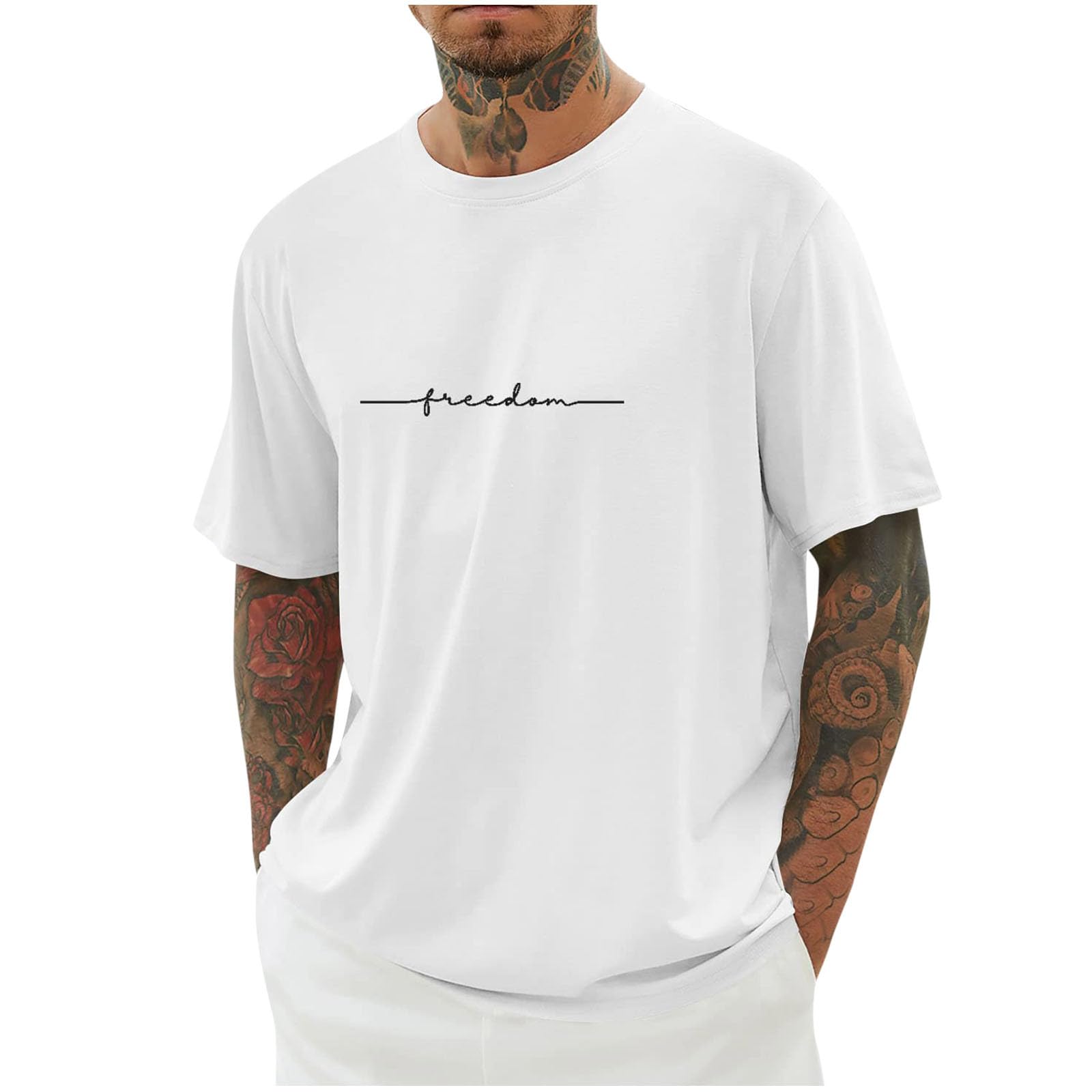 Mens Oversized Crew Neck Graphic T Shirt Soft Cotton Relaxed Fit Casual Streetwear Top for Daily Wear Comfort