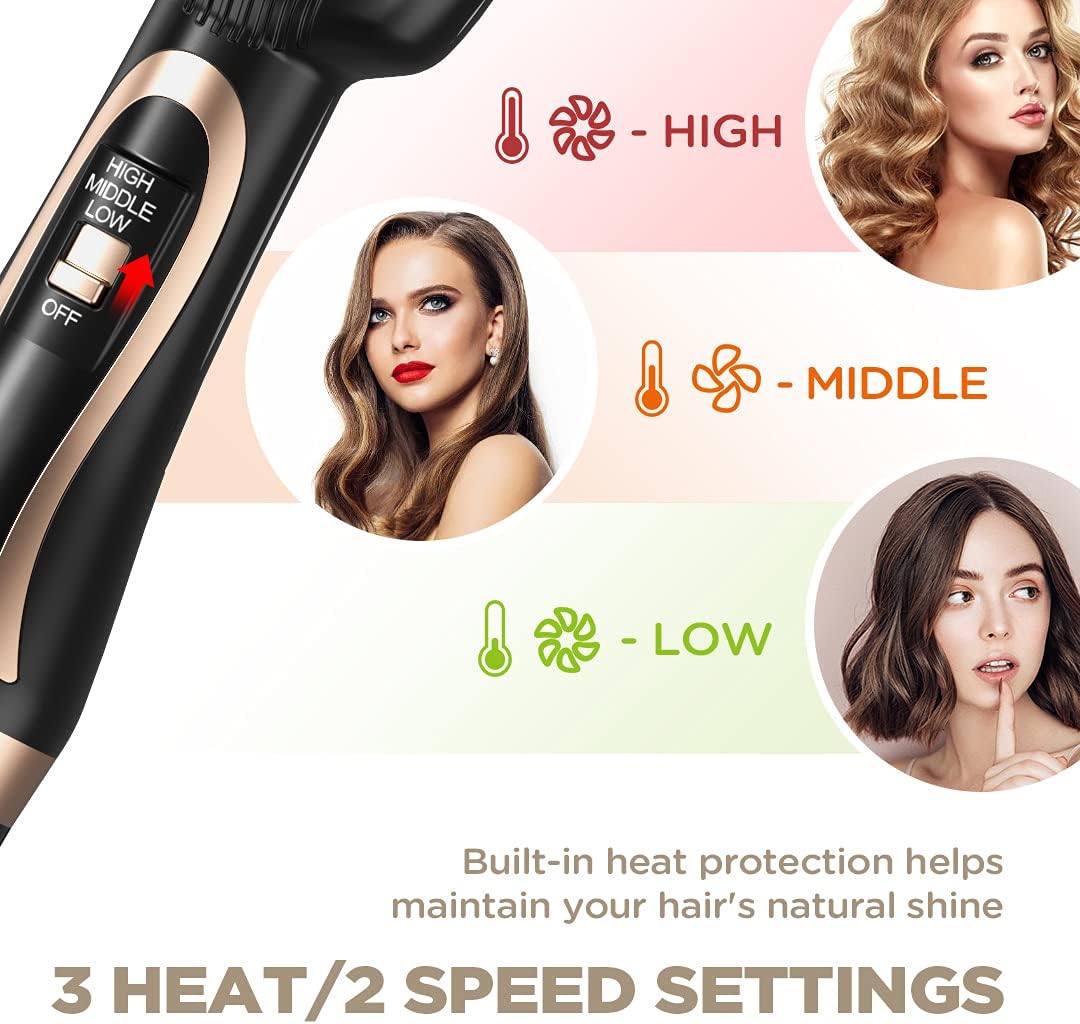 Hair Dryer Brush,Hot Air Brush,Blow Dryer Brush for Women One-Step Hair Styling Tools & Appliances 1000W with Leakage Protector, Professional Salon Negative Ion Anti-Frizz, Hair Brush Blow Dryer : Beauty & Personal Care