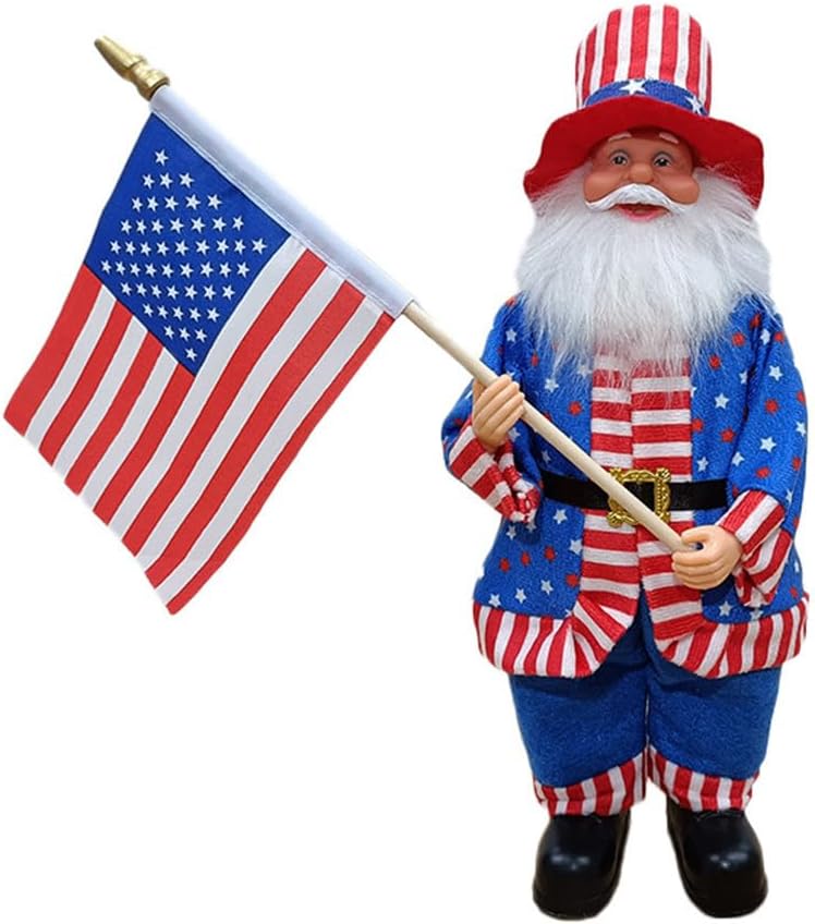 Uncle Sam Patriotic Figurine - 4th of July Decorations for Outdoor - 13" H Uncle Sam Statue for 250th Anniversary Veterans Day Memorial Day Porch Patio Garden Lawn Decor