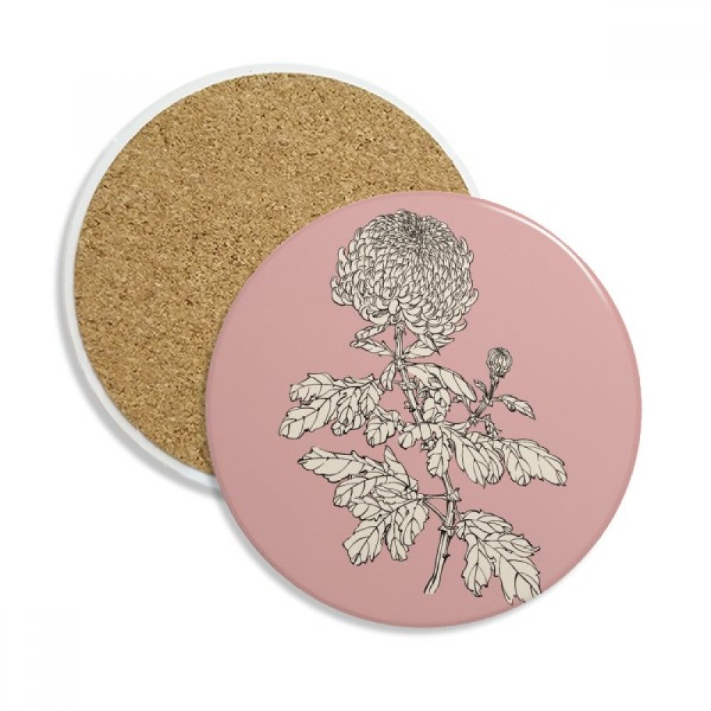 Chrysanthème dessous de verre céramique absorbant lot de 2 sous-tasses