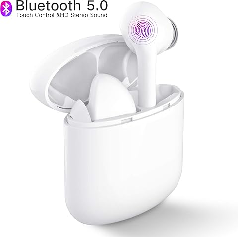 Wireless Headphones Aoslen Bluetooth Headphones In Ear 5.0 Wireless Earphones Touch Control Earbuds 20H Playtime Built-in Dual Mic/HiFi stereo With Charging Case for IOS Android Samsung Huawei