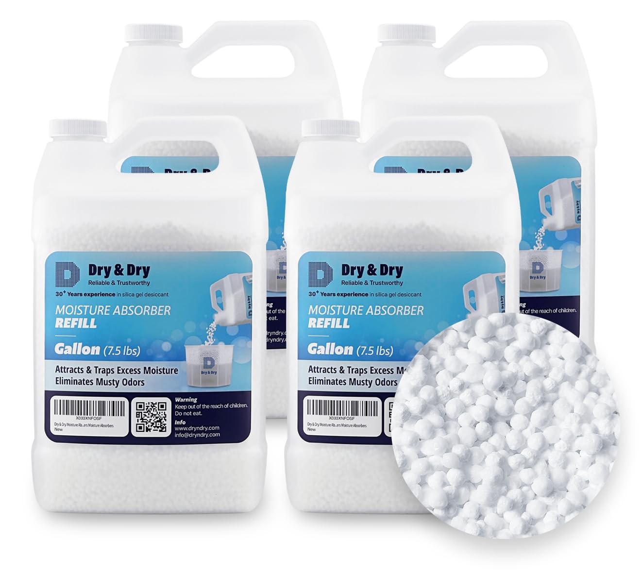 Dry &amp; Dry Moisture Absorbers Refill Beads (30 LBS) - Dehumidifiers for Home Dehumidifier for Basement Dehumidifiers for Bedroom Small Dehumidifiers, Moisture Absorber Refill, Fragrance Free