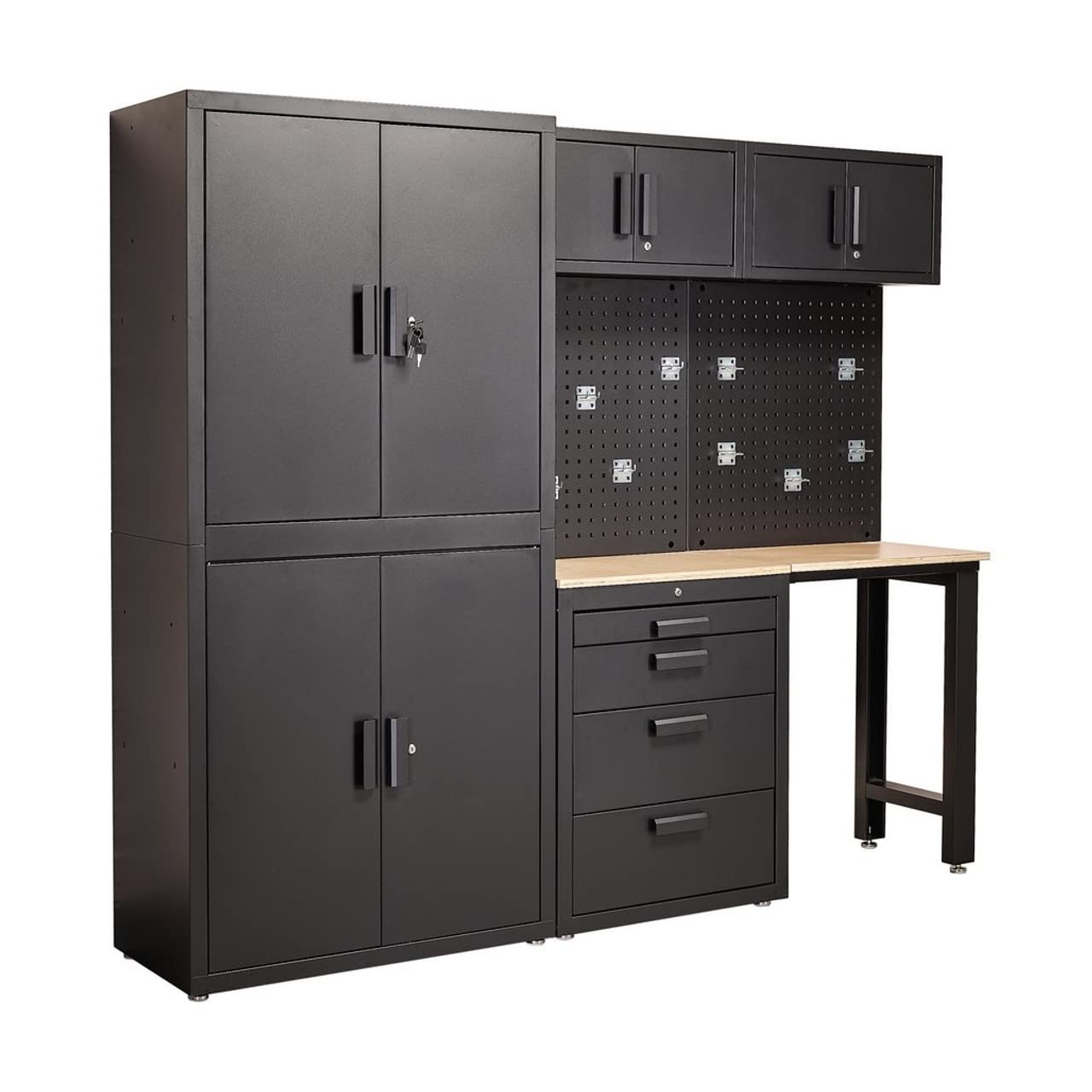 Draper Single Garage Workstation Black