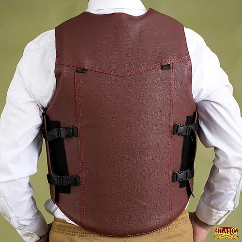 Miniatura 6 de HILASON Equestrian Horse Riding Vest Safety Protective Leather Maroon  Bull Riding Gear  Horse Riding Protective Vest