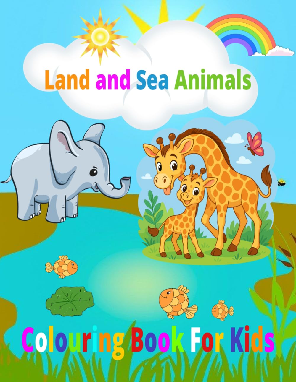 Land And Sea Animals Colouring Book For Kids