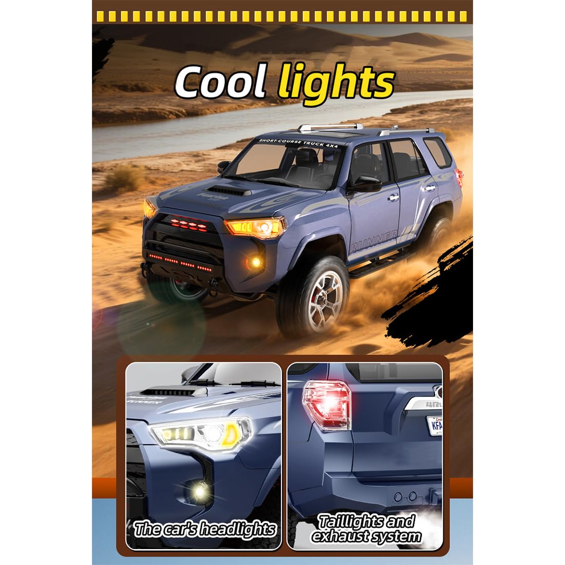 1:18 RC Auto Fahrzeug Mit Rauchgenerator, Vollproportionaler 2,4GHz Ferngesteuertes Auto, Realistischer Beleuchtung Und Soundsystem Für Sammler Modellauto Hobby Modellbau-Blau