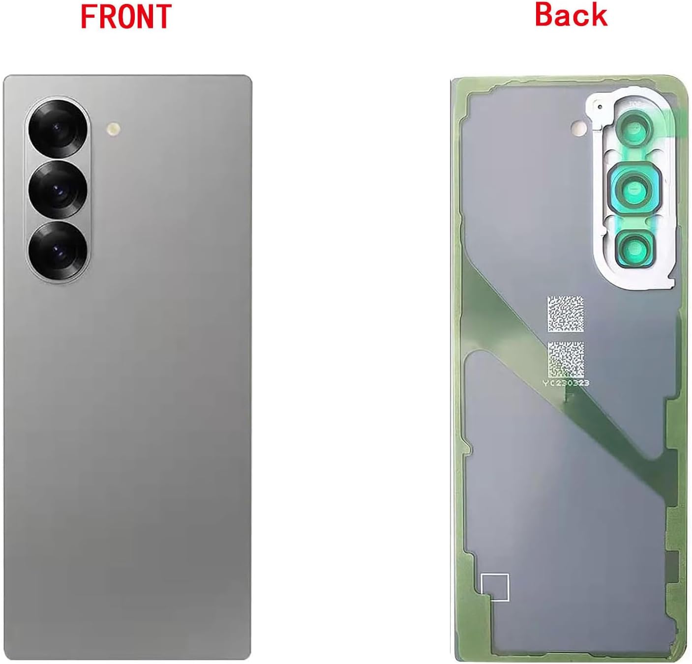 Z Fold 6 Back Glass Cover Replacement for Galaxy Z Fold 6 5G Back Glass Housing Cover Photo Frame with Back Cover W/Pre-Installed Tape + Tools (Silver Shadow)