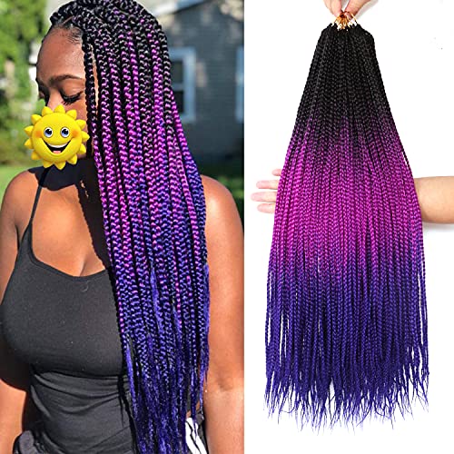 Extension crochet pré-bouclée 1B violet bleu 56 cm lot de 7 pièces pour femme