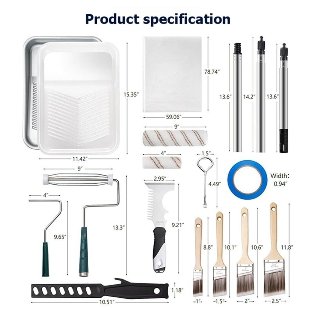 28er Pack Farbroller-Set Professionelles Pinselset, für Innenräume, Wände, Decken