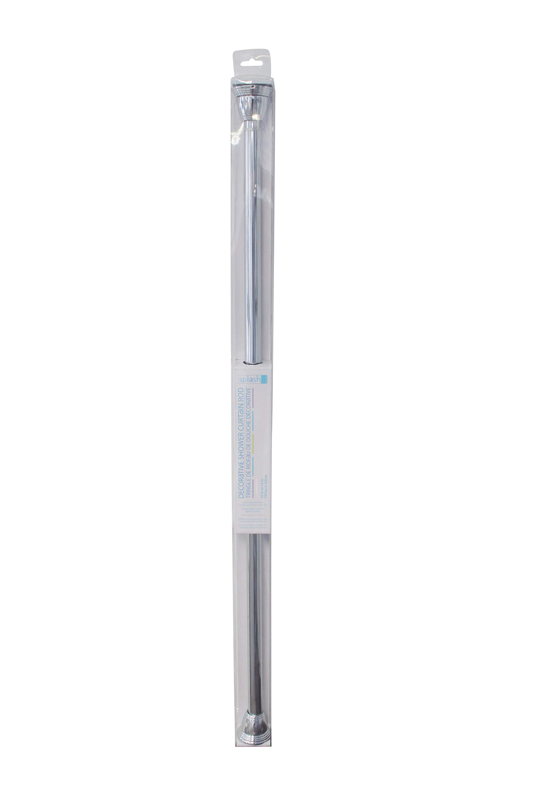 Splash Home Adjustable Tension Shower Curtain Rod - 42 To 72 Inches, No Drill, Chrome - View #4