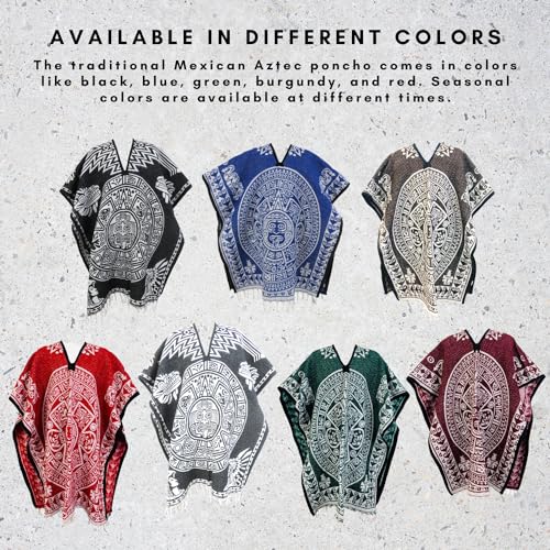 Mexican Poncho Aztec for Men & Women | Reversible Cobija Blanket for Fiesta, Outdoor, Hiking, & Camping4