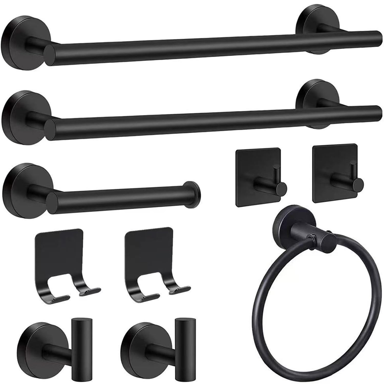 10-Piece Bathroom Accessories Set, Black Towel Rack Towel Holder Towel Bar, Towel Racks for Bathroom SUS304 Stainless Steel, Bathroom Towel Holder Towel Rack Wall Mounted Black