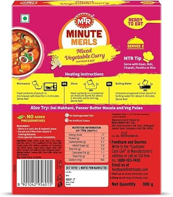 MTR Ready to Eat Mixed Vegetable Curry, 300g