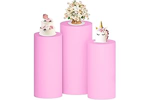 Pink Cylinder Covers Set of 3 Cylinder Pedestal Stand Covers Stretch Cylinder...