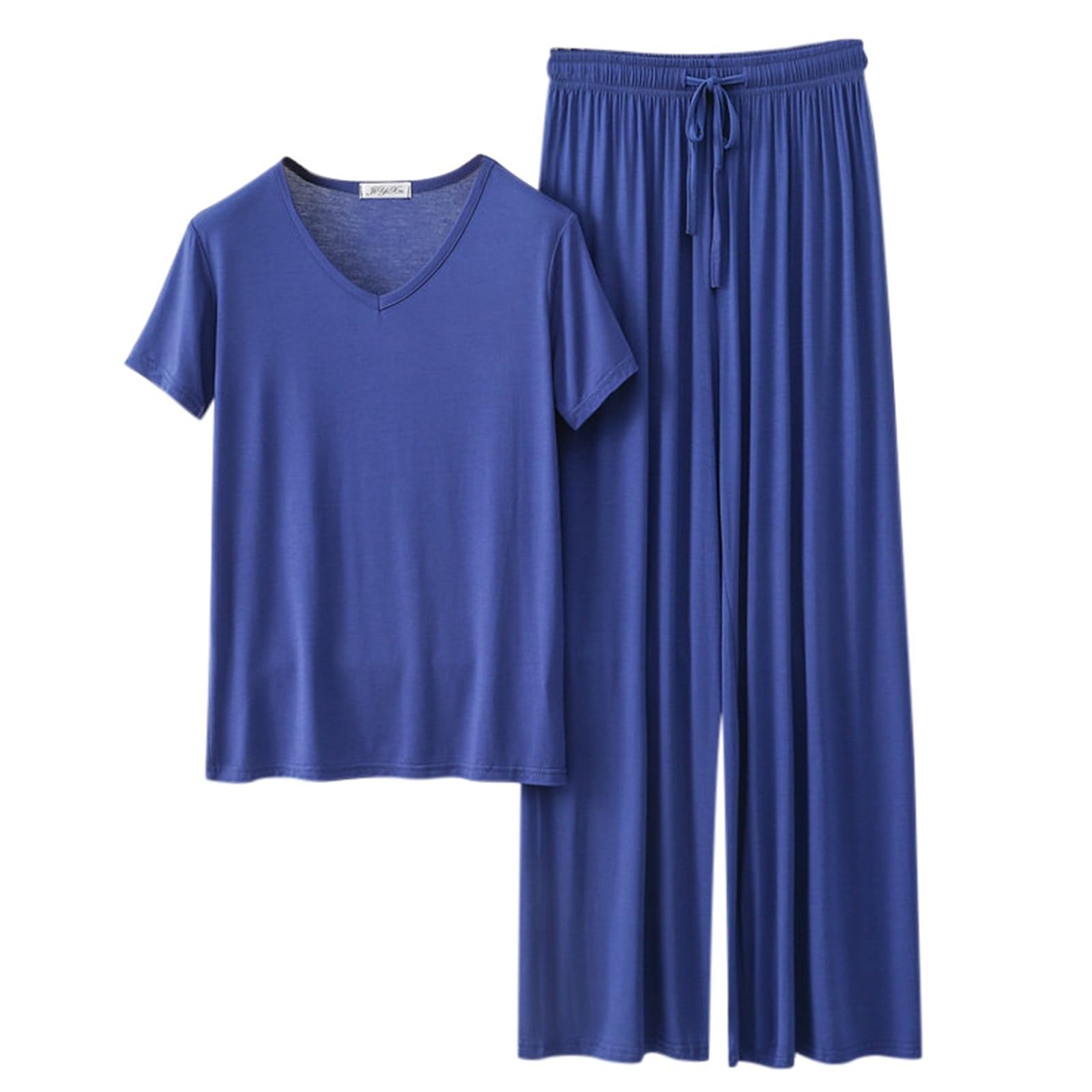 Short Sleeve Pajama Set For Women Summer 2 Piece Lounge Sets Pj Shirt Pants Soft Casual Outfits Daily