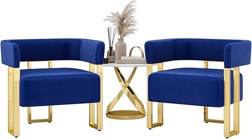 Miniatura 9 de STHOUYN Juego de 2 sillas decorativas modernas de terciopelo azul marino, juego de 2, sillas laterales con brazo para sala de estar y dormitorio (2,